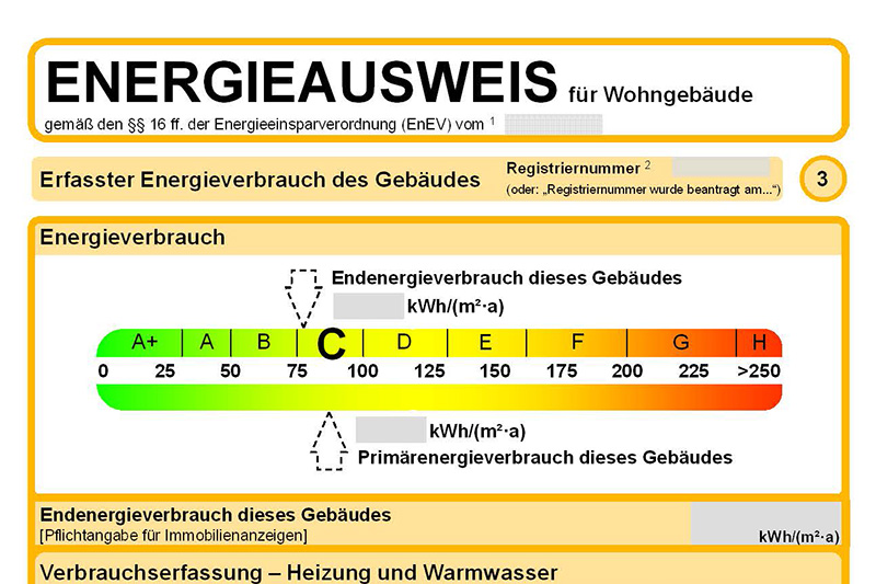 Energieeffizienzklasse auf dem Energieausweis